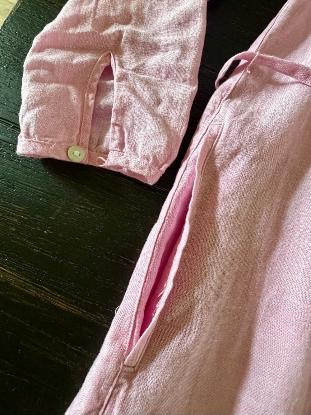 Joie Light Pink Button-Front Linen Shirt Dress - Picture 4 of 6